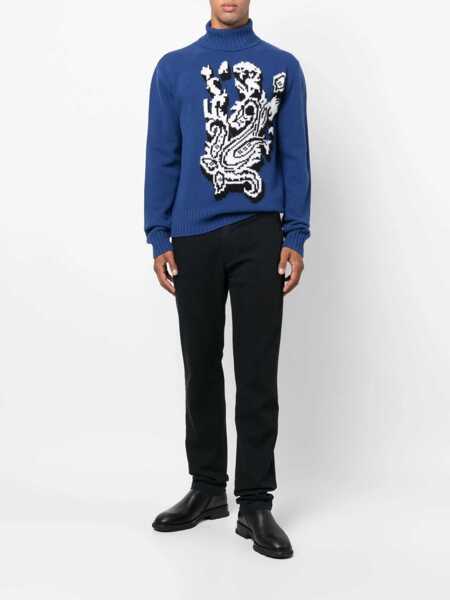 Pulovere ETRO Inlaid Jacquard Turtleneck Sweater BLUE Barbati (BM 12348390) 2