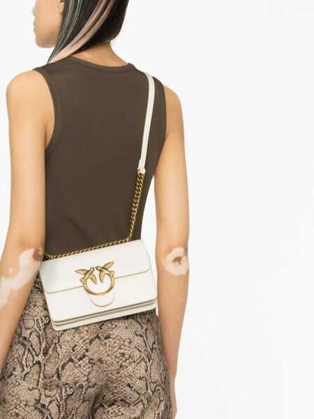 Genti de umar Pinko Love One Mini Shoulder Bag BIANCO SETA-ANTIQUE GOLD Femei (BM 12349545) 3