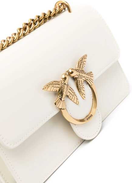 Genti de umar Pinko Love One Mini Shoulder Bag BIANCO SETA-ANTIQUE GOLD Femei (BM 12349545) 5