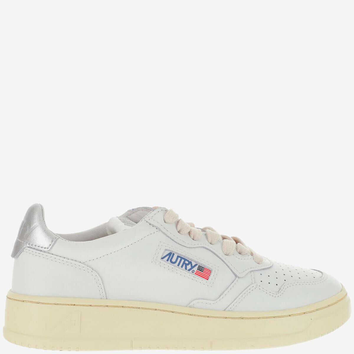 AUTRY AUTRY MEDALIST LOW LEATHER SNEAKERS WHT/SIL