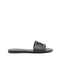 Balerini Dolce & Gabbana Black Flats With Cut-Out Band And Dg Logo In Soft Rubber Woman