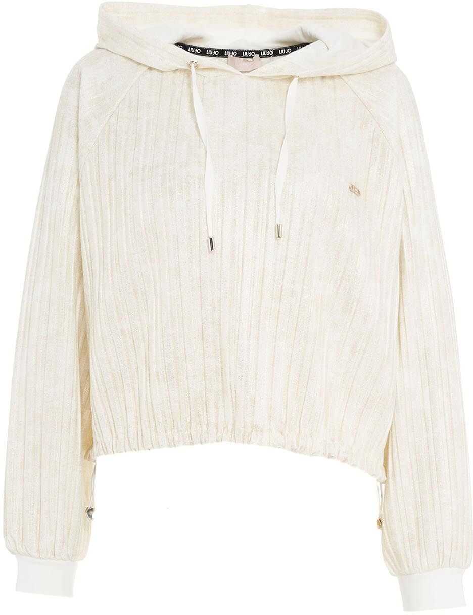 Liu Jo Hoodie with glitter finish Beige