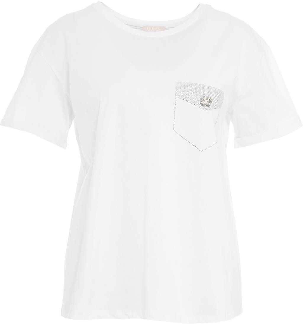 Liu Jo T-shirt with rhinestone applique White