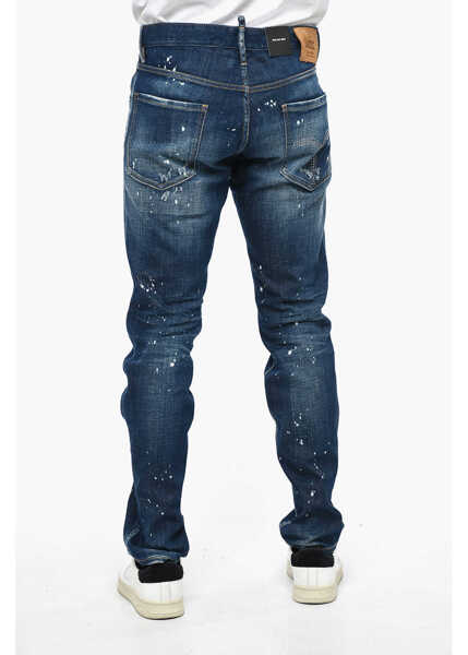 Blugi drepti DSQUARED2 Distressed Cool Guy Denims With Delav Effect 18Cm Blue Barbati (BM 12354417) 2