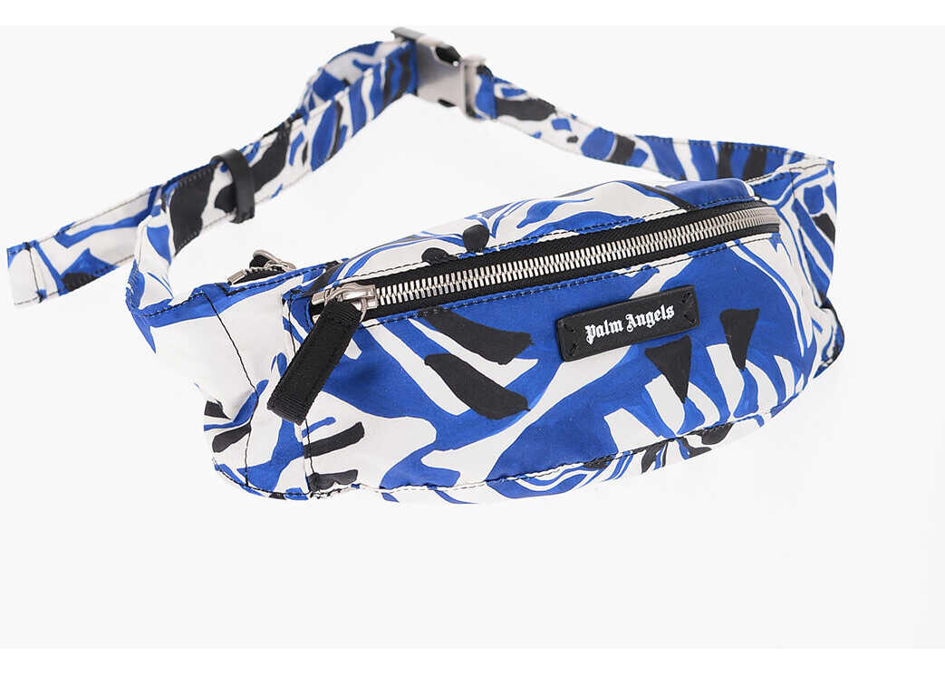 Palm Angels Patterned Bum Bag With Leather Detail Blue