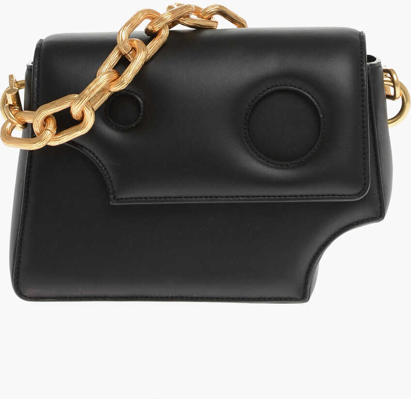 Off-White Leather Square Shoulder Bag With Cut-Out Details Black