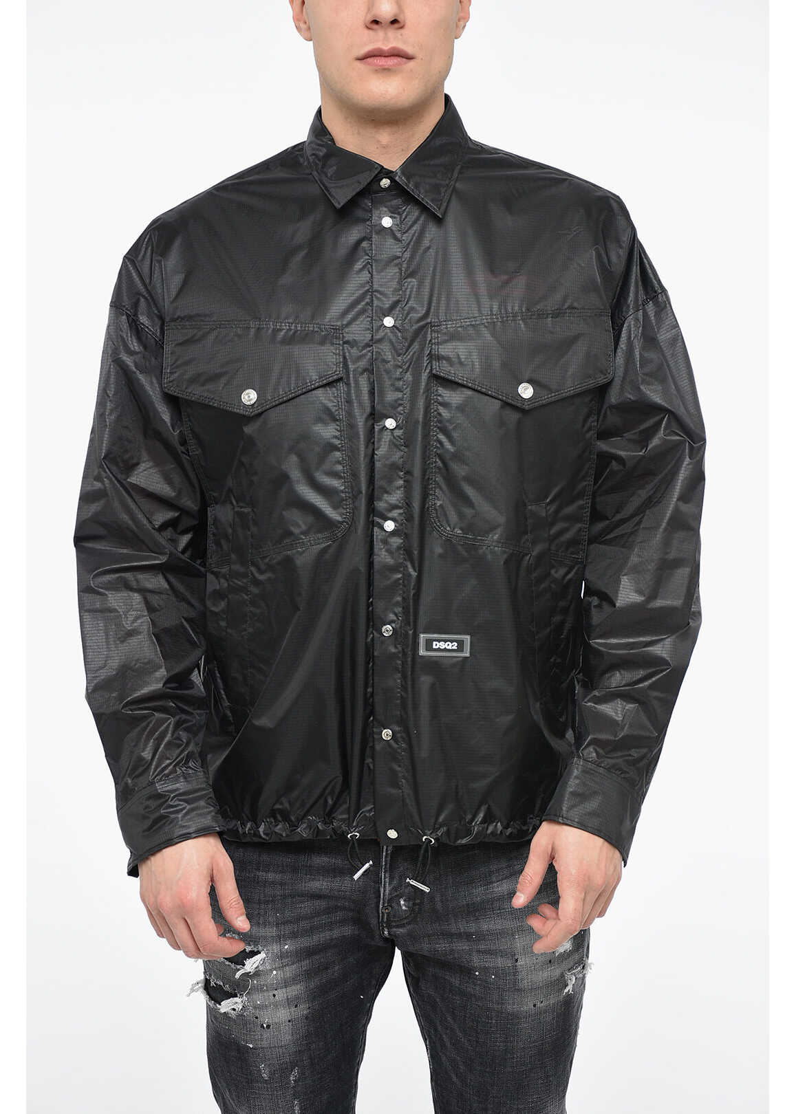 DSQUARED2 Nylon Overshirt With Drawstring Black