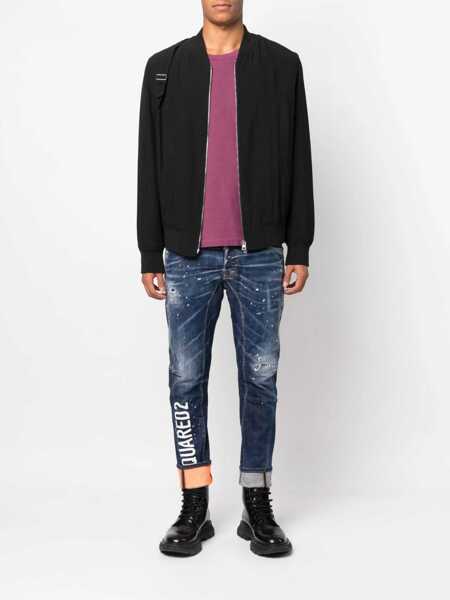 Blugi drepti DSQUARED2 Distressed Tidy Baker Denims With Dark Wash 17Cm Blue Barbati (BM 12354612) 2