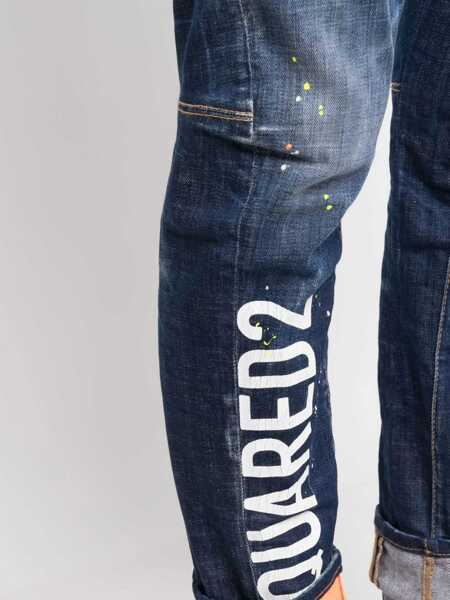 Blugi drepti DSQUARED2 Distressed Tidy Baker Denims With Dark Wash 17Cm Blue Barbati (BM 12354612) 5