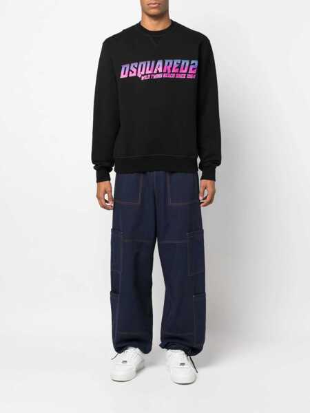 Bluze de trening DSQUARED2 Surf Hoodie Sweatshirt With Lettering Black Barbati (BM 12354627) 2