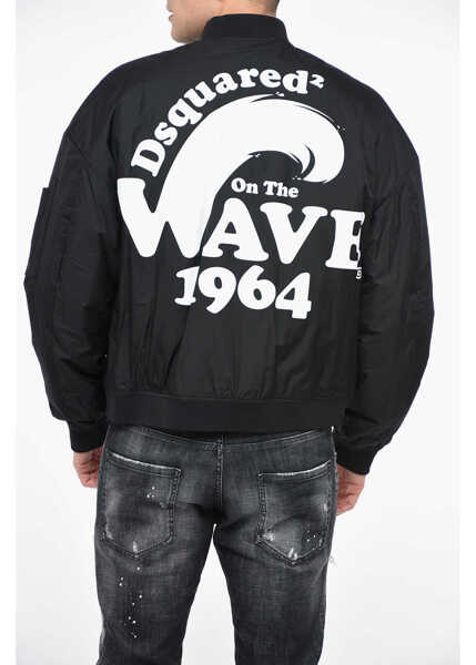 Bomber jacket DSQUARED2 Pinted On The Wave Bomber Jacket With Zipped Detail Black Barbati (BM 12354831) 2