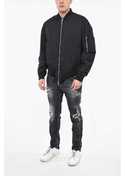 Bomber jacket DSQUARED2 Pinted On The Wave Bomber Jacket With Zipped Detail Black Barbati (BM 12354831) 4