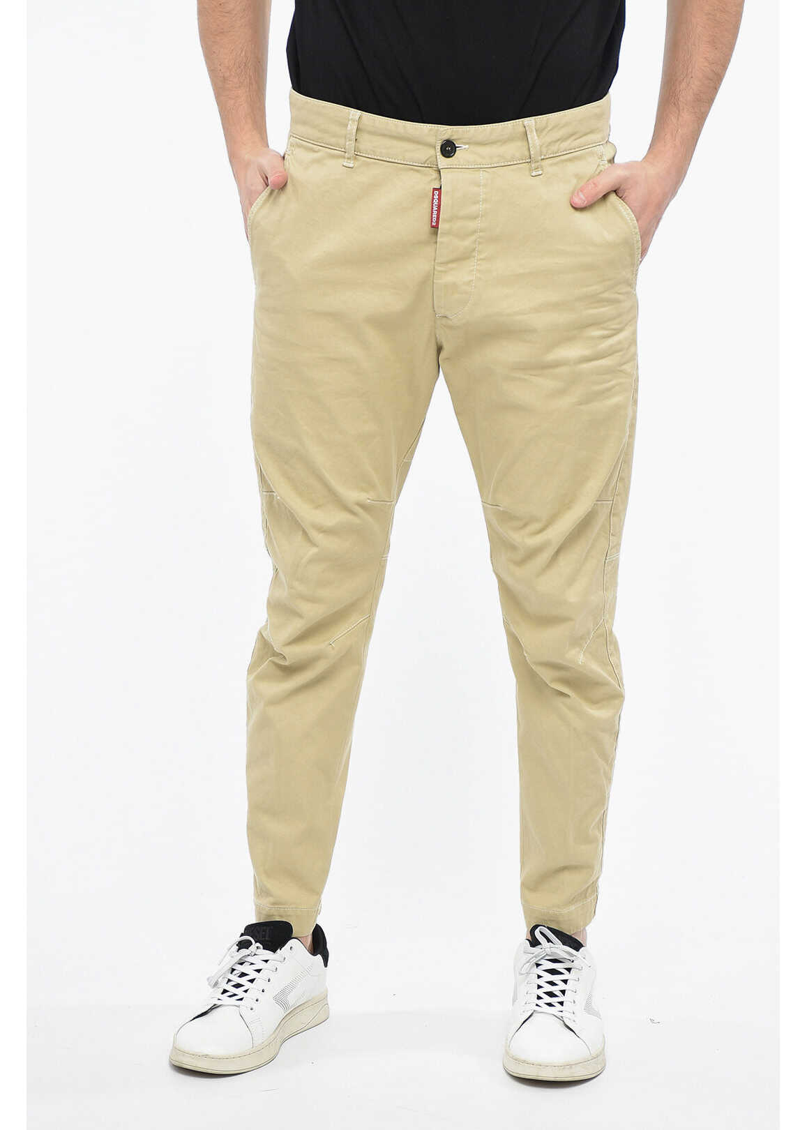 DSQUARED2 Sexy Chino Denims With Back Logo Patch 16Cm Beige