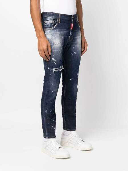 Blugi drepti DSQUARED2 Dark Washed Skater Denims With Delav Effect 16Cm Blue Barbati (BM 12354858) 3
