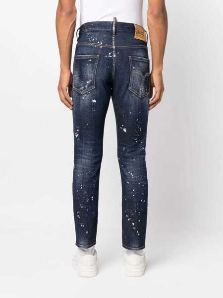 Blugi drepti DSQUARED2 Dark Washed Skater Denims With Delav Effect 16Cm Blue Barbati (BM 12354858) 4