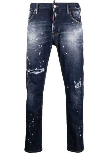 Blugi drepti DSQUARED2 Dark Washed Skater Denims With Delav Effect 16Cm Blue Barbati (BM 12354858) 1