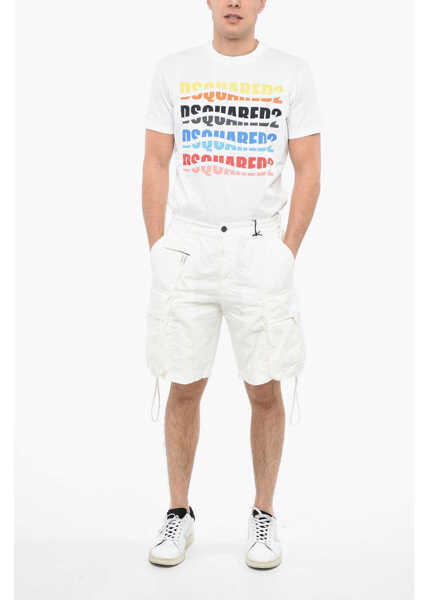 Pantaloni scurti DSQUARED2 Big Elastic Cargo Shorts With Drawstrings White Barbati (BM 12354864) 4