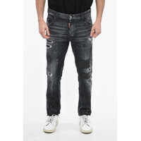 Blugi drepti Distressed Skater Denims With Leather Patches 16Cm Barbati
