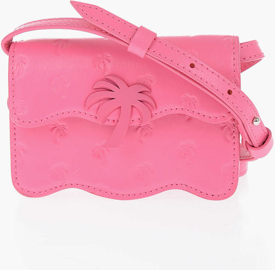 Palm Angels Palm Tree Motif Leather Mini Crossbody Bag Pink