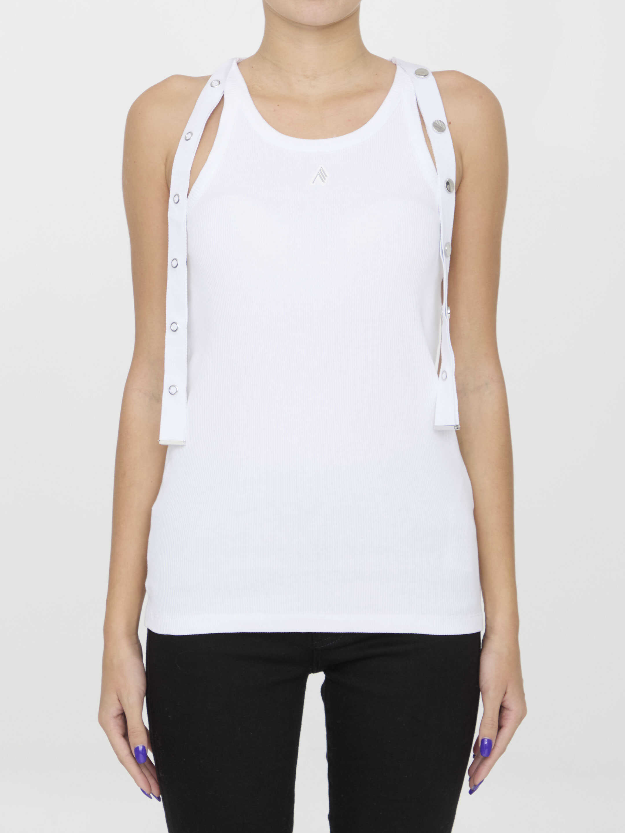 THE ATTICO Snap-Button Tank Top WHITE