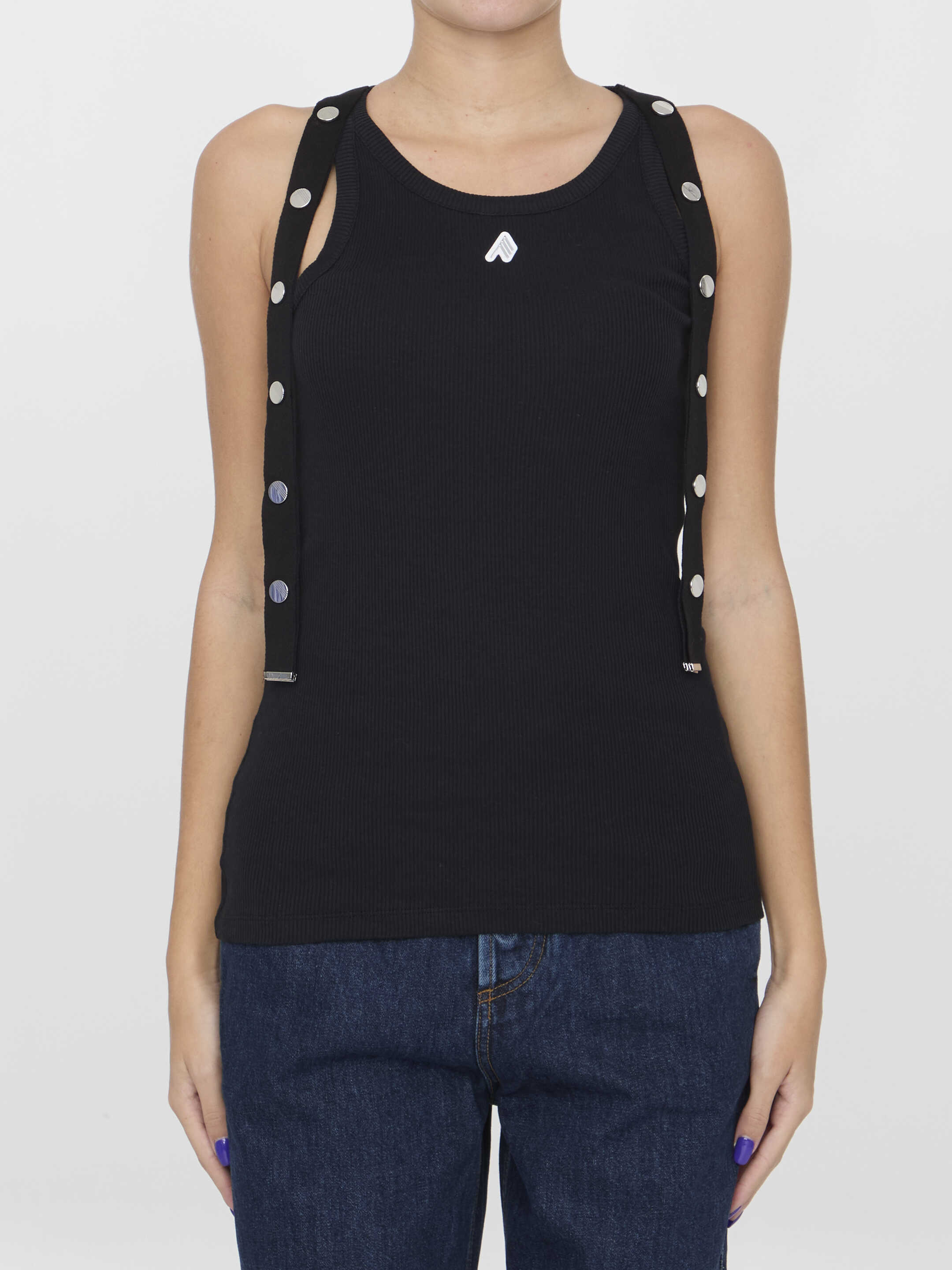 THE ATTICO Snap-Button Tank Top BLACK