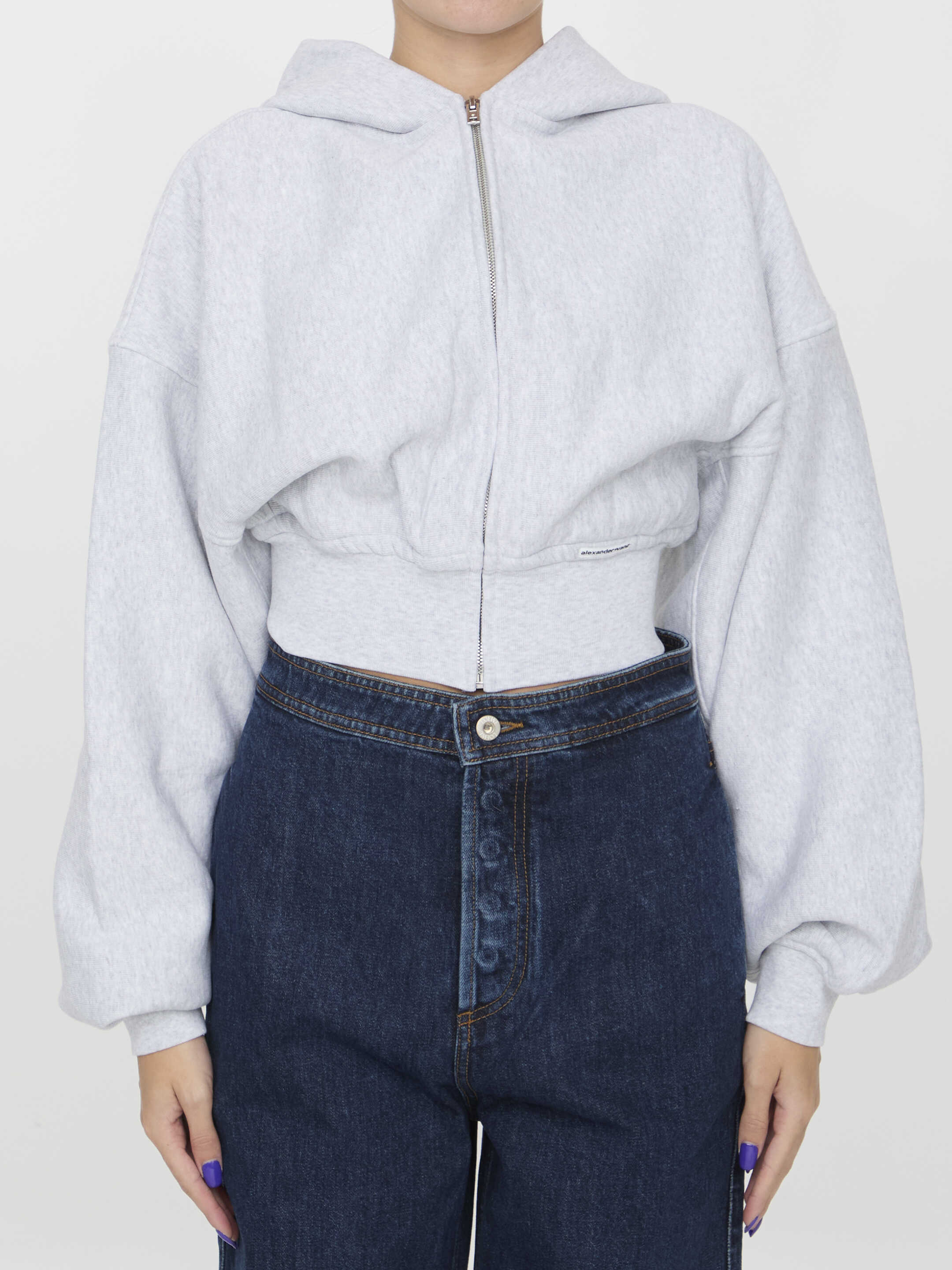 Alexander Wang Cropped Hoodie In Cotton WHITE