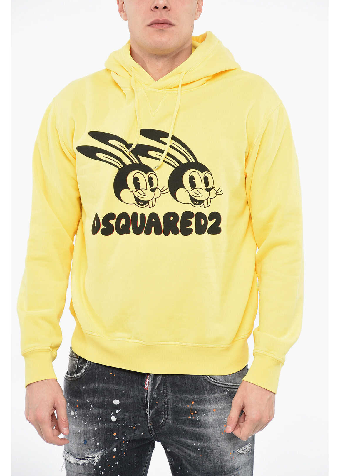 DSQUARED2 Lunar N.y. Hoodie Sweatshirt With Print Yellow