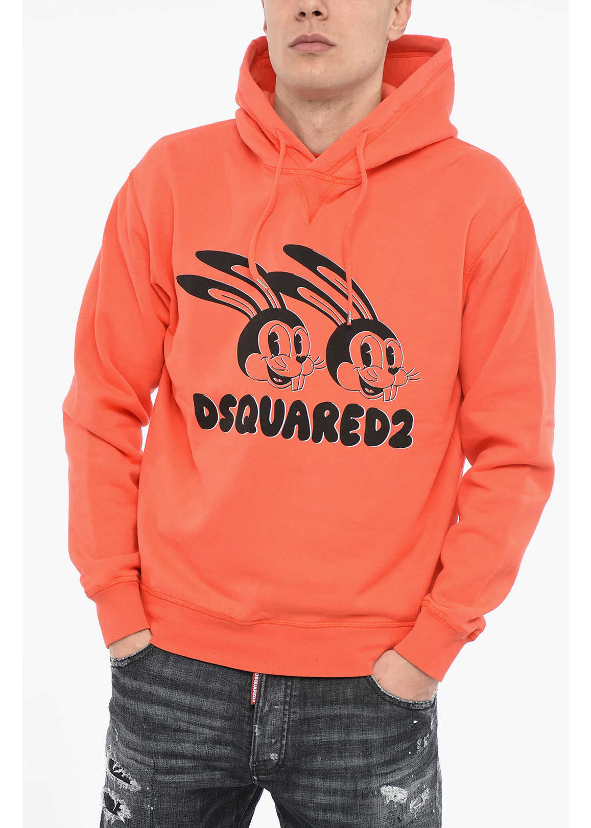 DSQUARED2 Lunar N.y. Hoodie Sweatshirt With Print Orange