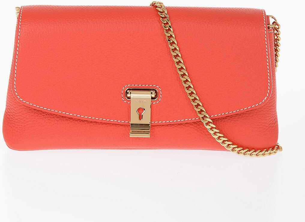 Bally Textured Leather Leena Bag With Chain Shoulder Strap Red