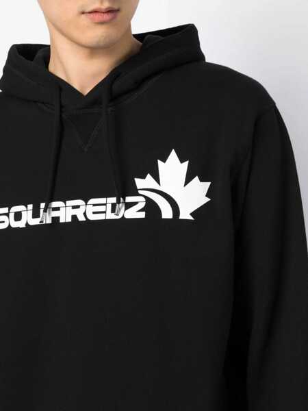 Bluze de trening DSQUARED2 Brushed Cotton Leaf Hoodie Black Barbati (BM 12355278) 5