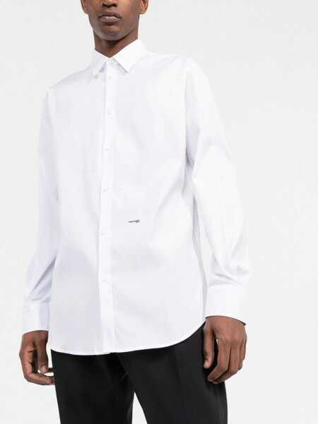 Camasi casual DSQUARED2 Relaxed Fit Shirt With Logo Print White Barbati (BM 12355350) 3