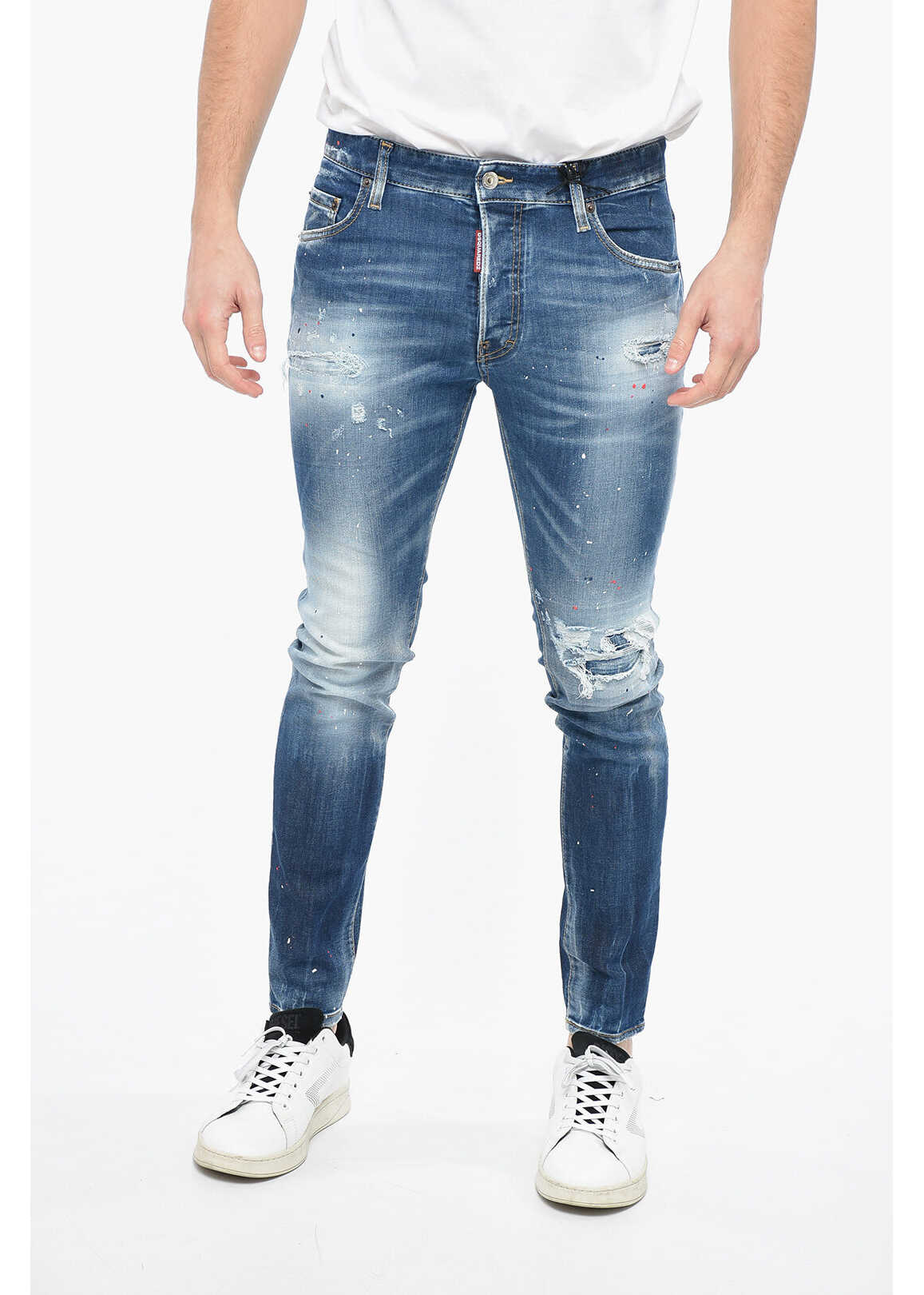 DSQUARED2 Distressed Super Twinky Denims With Paint Splatters Motif 14 Blue