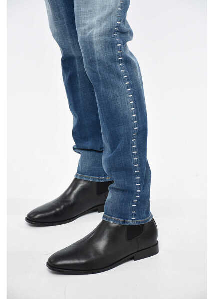 Blugi drepti DSQUARED2 Distressed Cool Guy Denims With Metal Applications 17Cm Blue Barbati (BM 12355383) 4