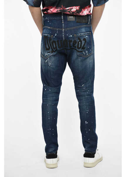 Blugi drepti DSQUARED2 Distressed Relax Long Crotch Denims With Logo Print 16Cm Blue Barbati (BM 12355386) 2