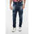 DSQUARED2 Distressed Relax Long Crotch Denims With Logo Print 16Cm Blue