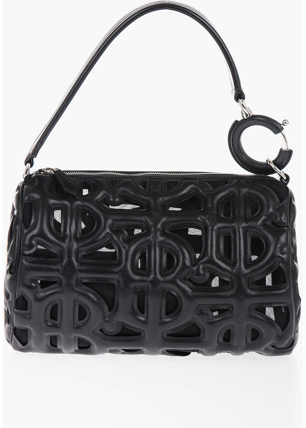 Burberry Leather Rhombi Shoulder Bag With Cut-Out Details And Matched Black