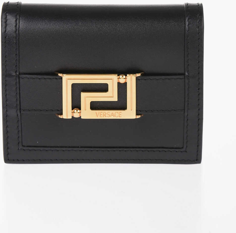 Versace Leather Wallet With Golden-Effect Monogram Black