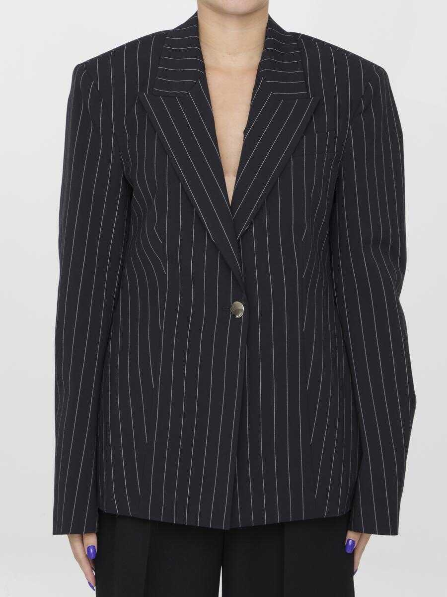 THE ATTICO Glen pinstriped blazer BLUE