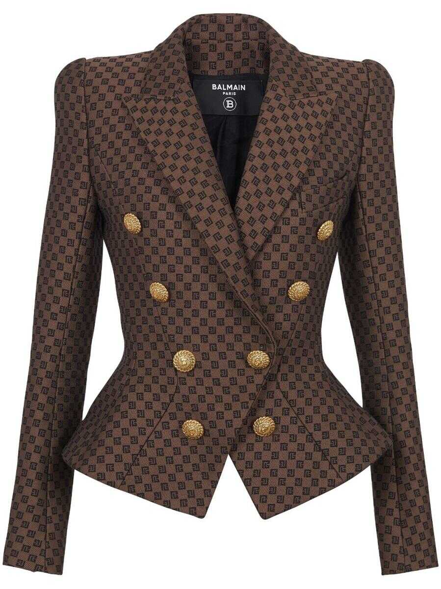 Balmain BALMAIN Monogram jacquard jacket BROWN