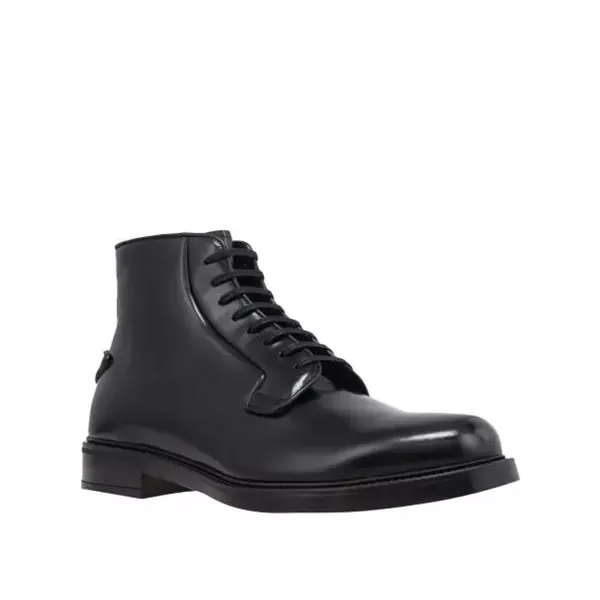 Bocanci casual Prada Prada Leather Lace-Up Boots Black Barbati (BM 12361548) 2