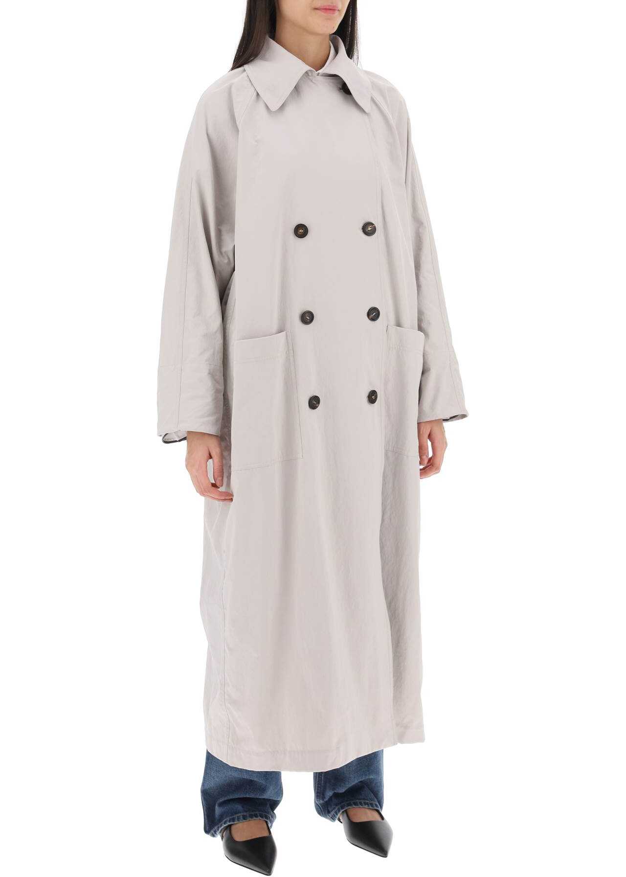 Brunello Cucinelli Double-Breasted Trench Coat With Shiny Cuff Details QUARZO
