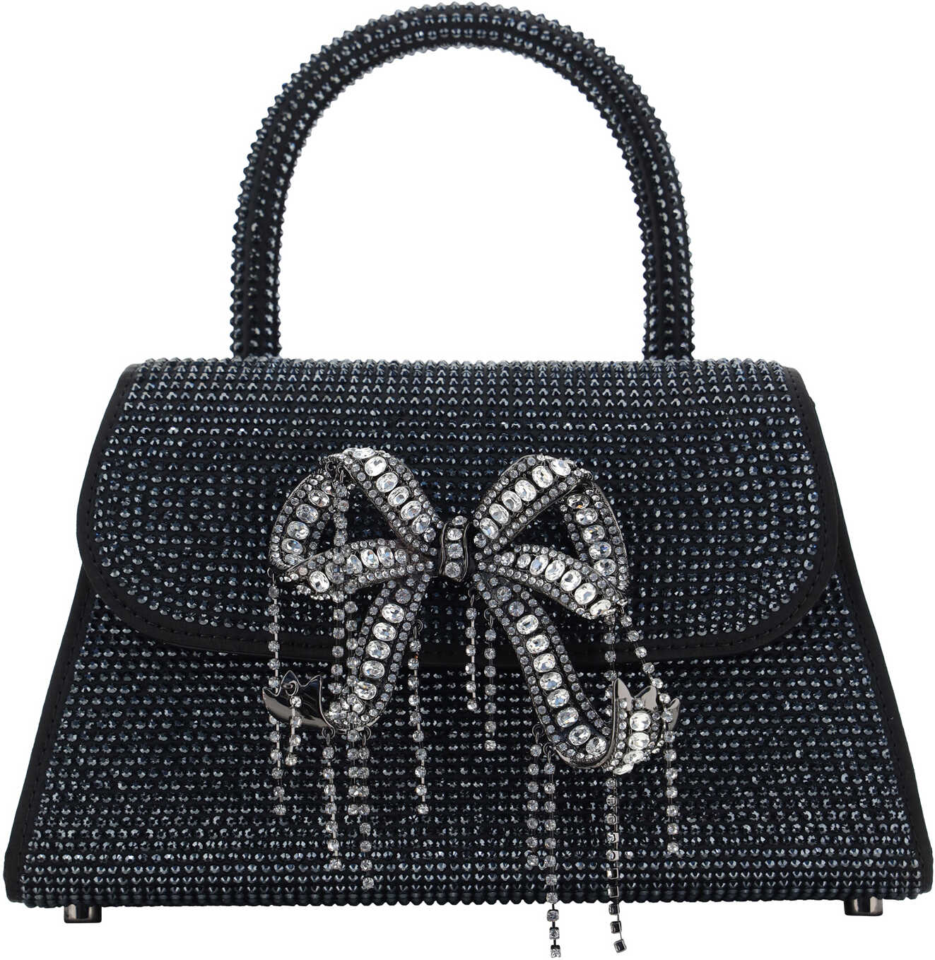 Self-Portrait Rhinestone Mini Bow Handbag BLACK