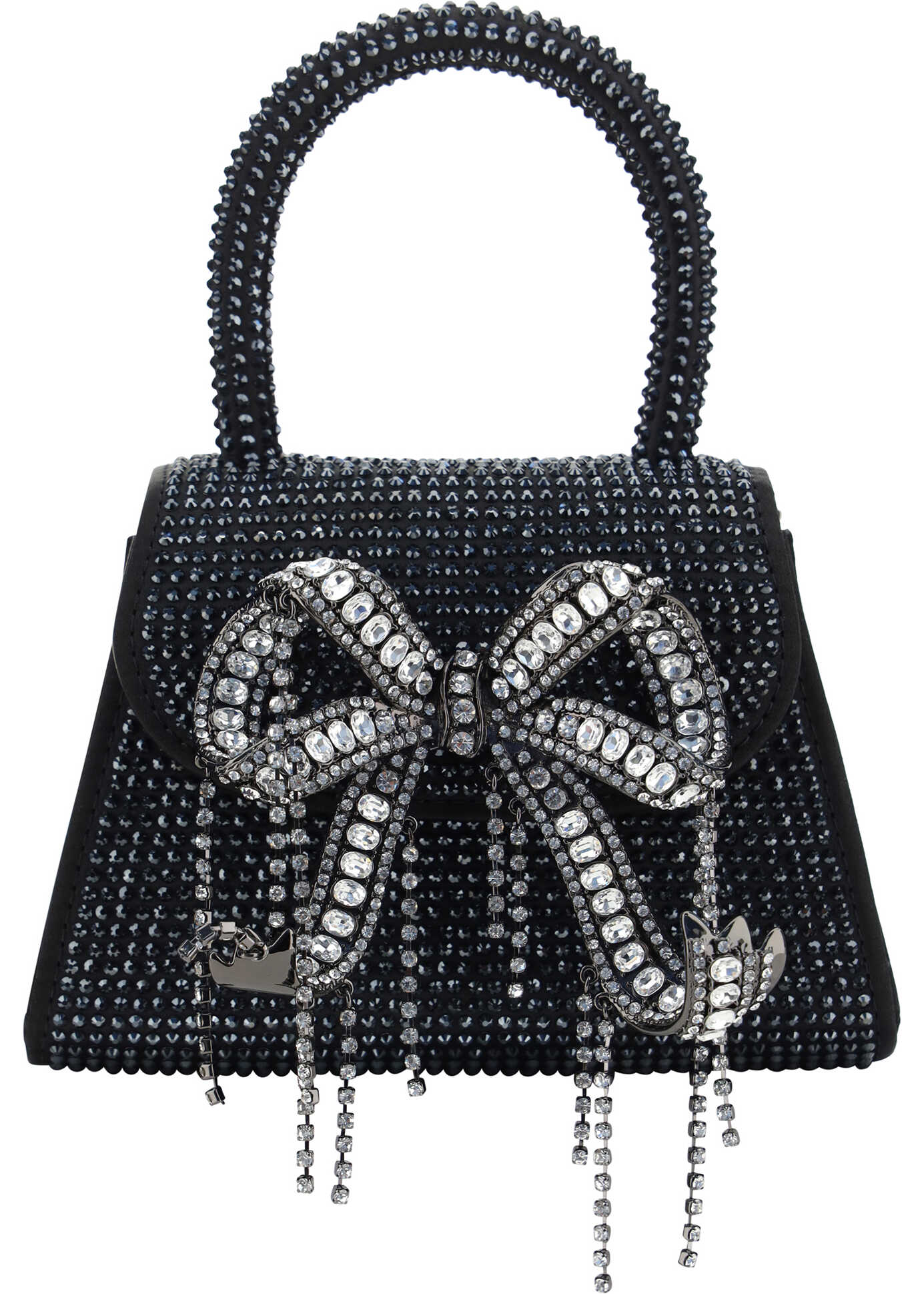 Self-Portrait Rhinestone Micro Bow Handbag BLACK