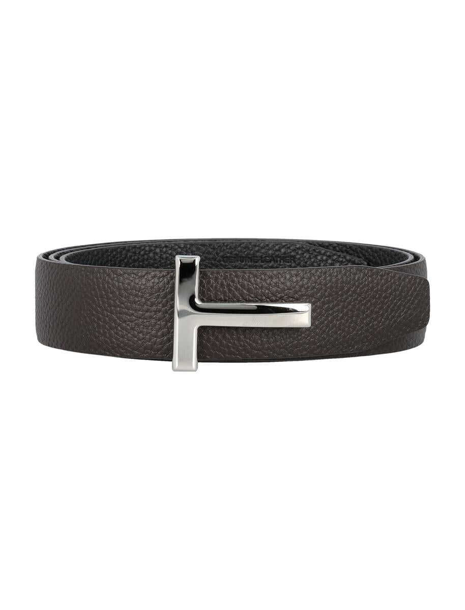 Tom Ford TOM FORD T grainy leather belt BROWN BLACK