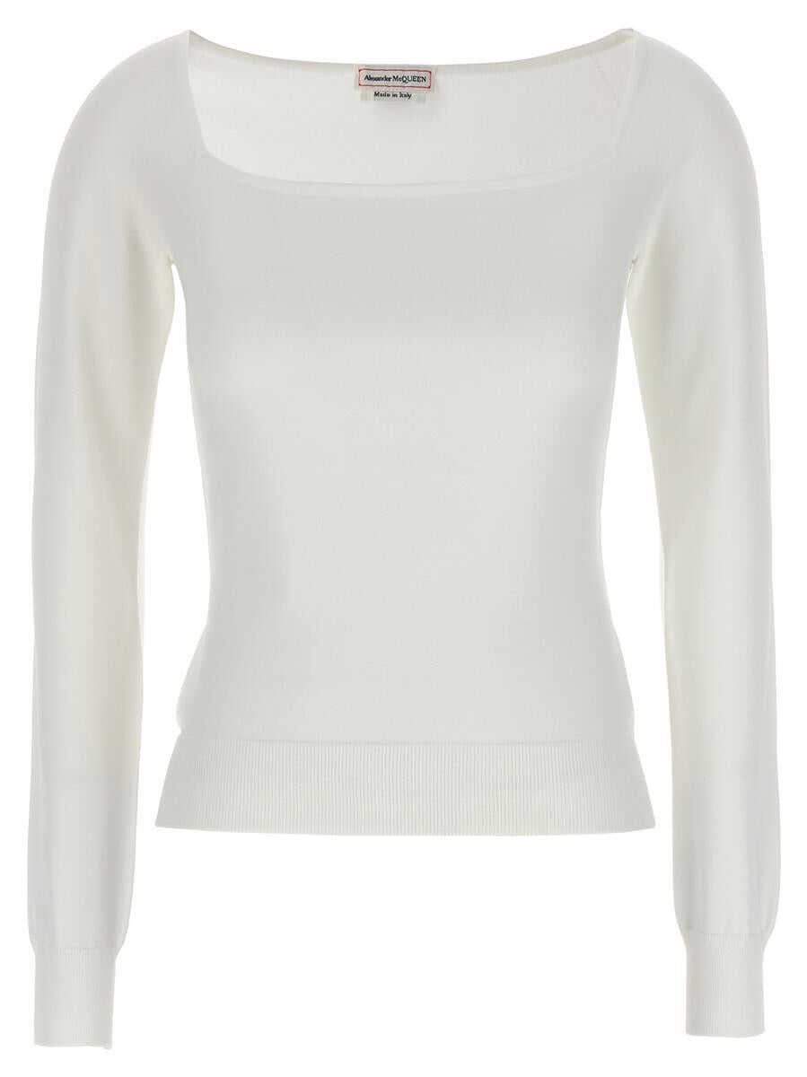 Alexander McQueen ALEXANDER MCQUEEN Square neckline top WHITE