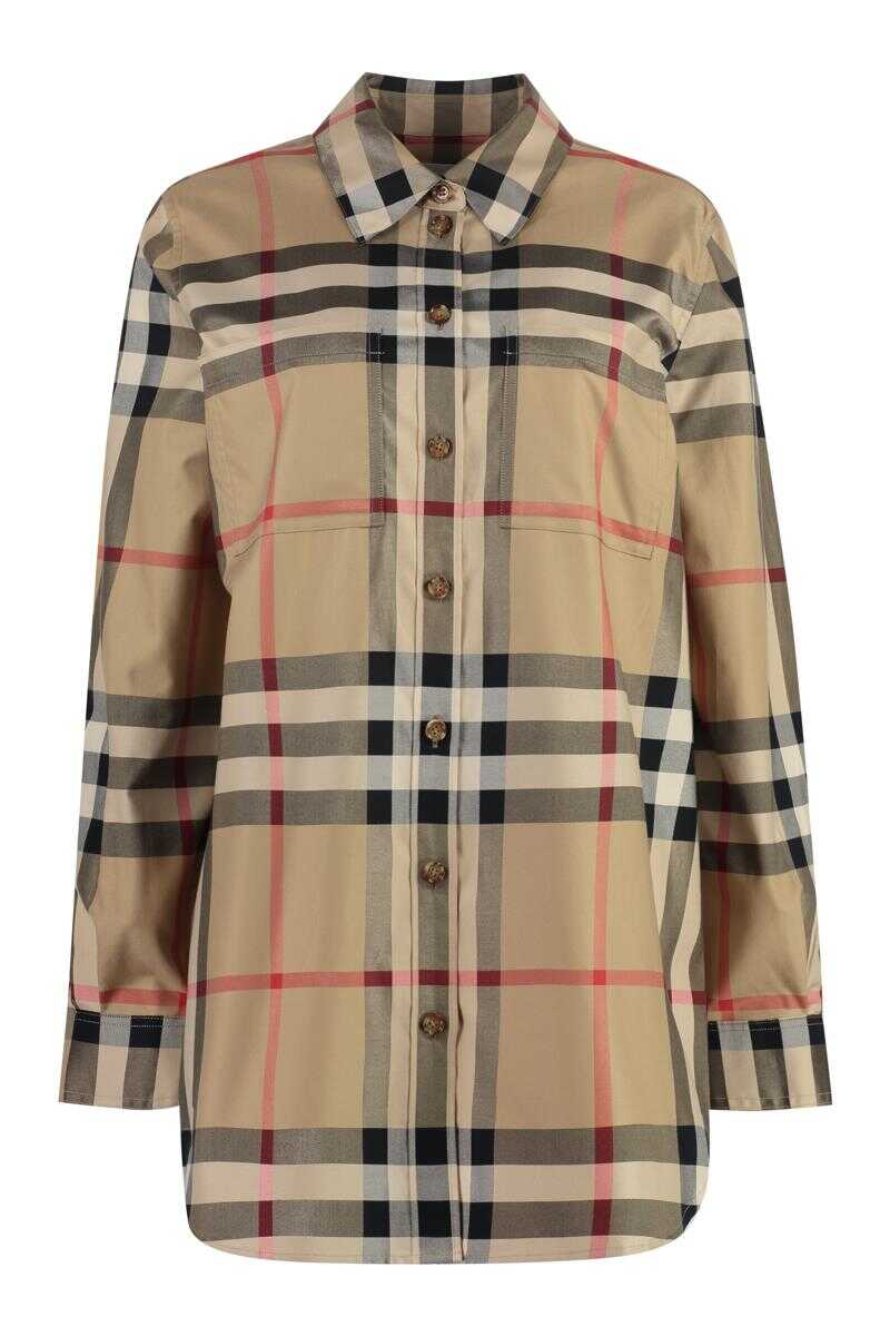 Burberry BURBERRY CHECKED COTTON SHIRT BEIGE