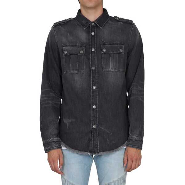 Camasi de blugi Balmain Balmain Cotton Denim Shirt Black Barbati (BM 12367416) 2