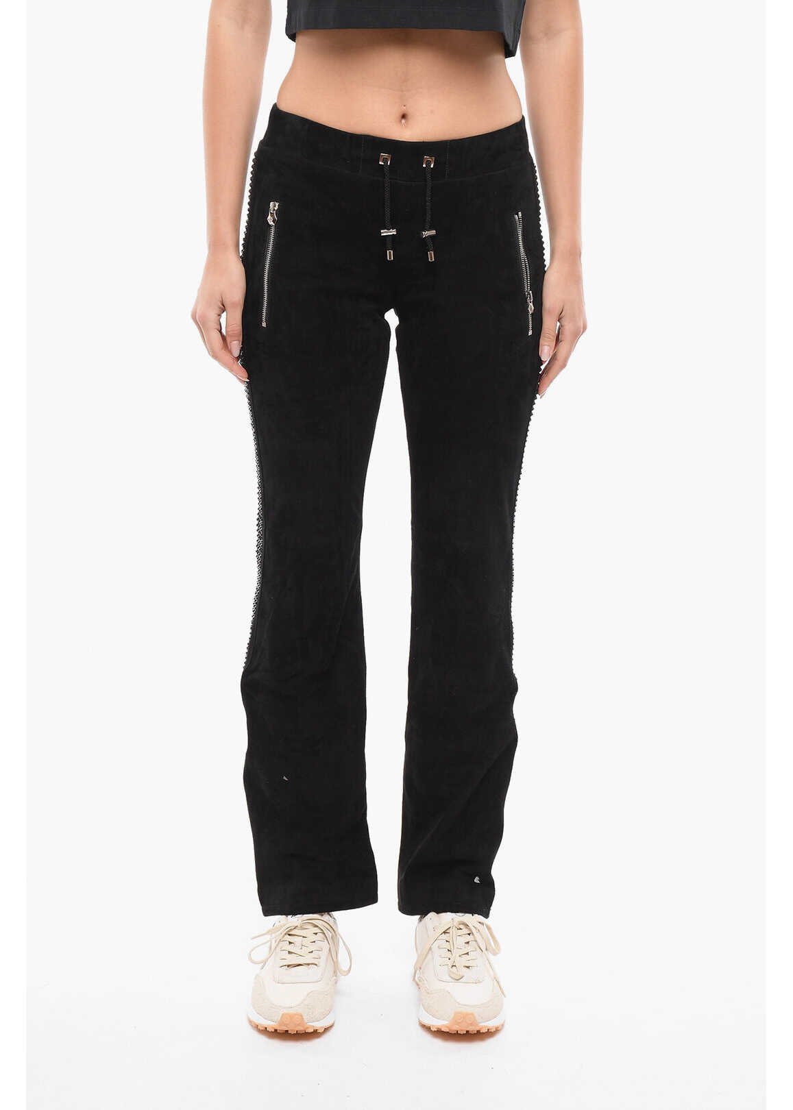 Philipp Plein Suede Too Good Sweatpants With Crystals Black