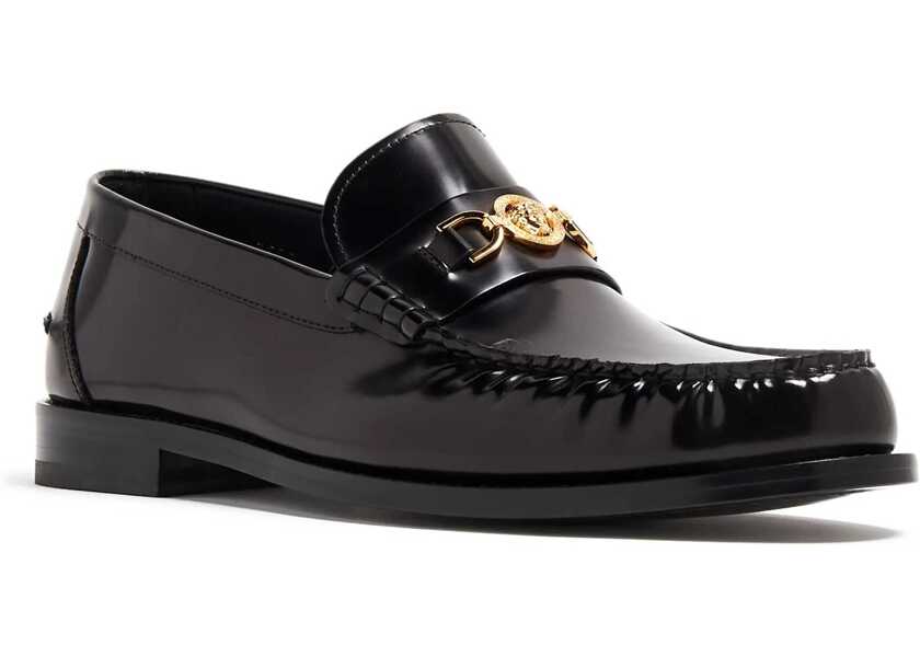Mocasini Versace Leather Loafers BLACK-VERSACE GOLD Barbati (BM 12369681) 2