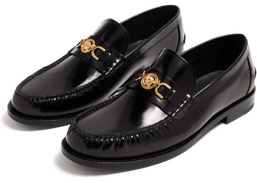 Mocasini Versace Leather Loafers BLACK-VERSACE GOLD Barbati (BM 12369681) 4